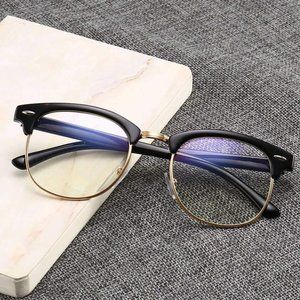 Mens Classy Elegant Retro Style Clear Lens EYE GLASSES Square Gold & Black Frame